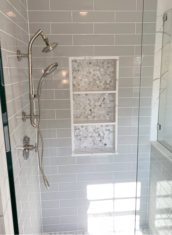 Shower remodel with tiled niche in Highland Park, TX
